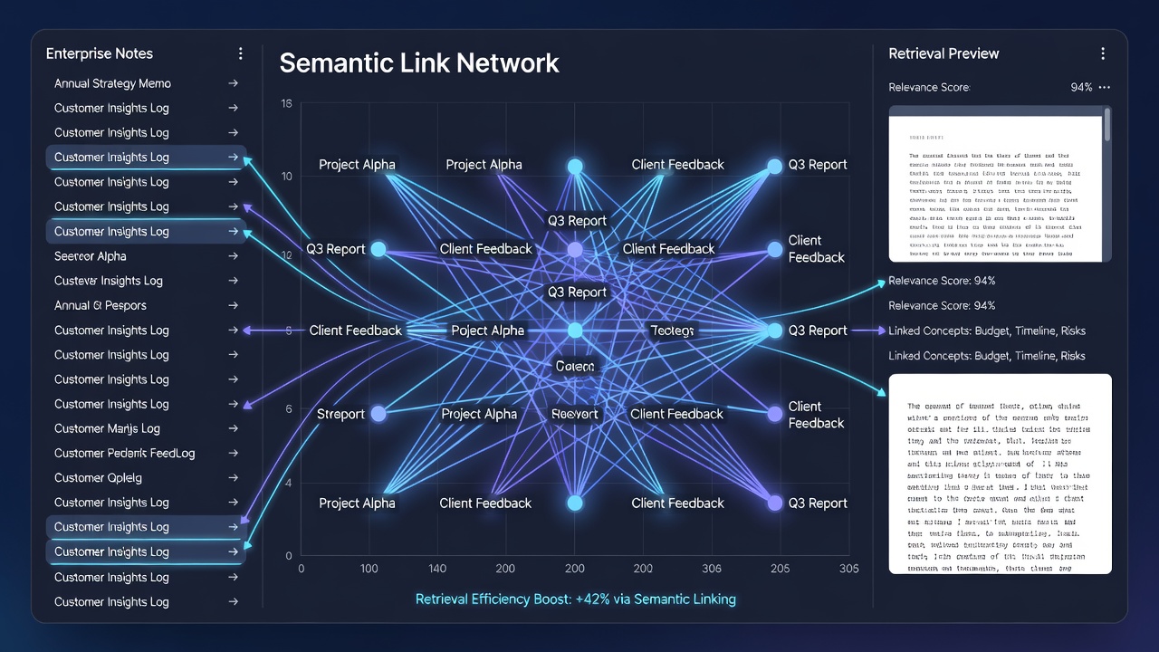 Dashboard showing improved retrieval metrics after semantic linking implementation